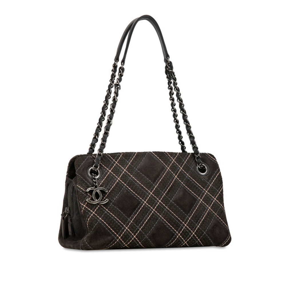 Chanel Coco Stitch Mark Chain Wild Black Suede Bag Shoulder
